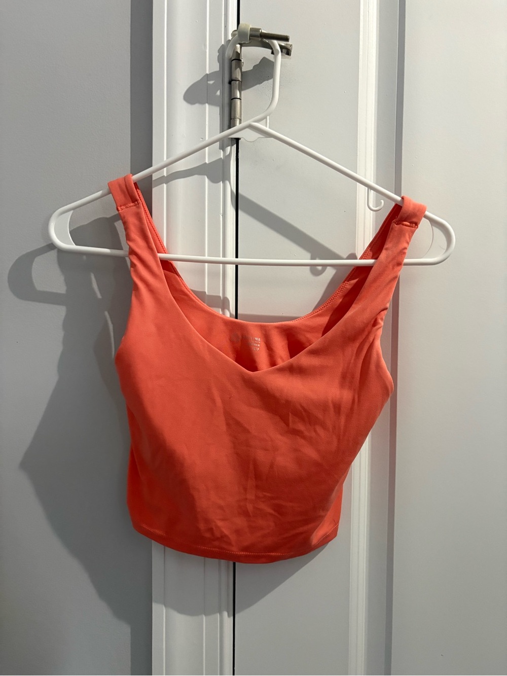 aerie Coral Scoop Neck Crop Tank